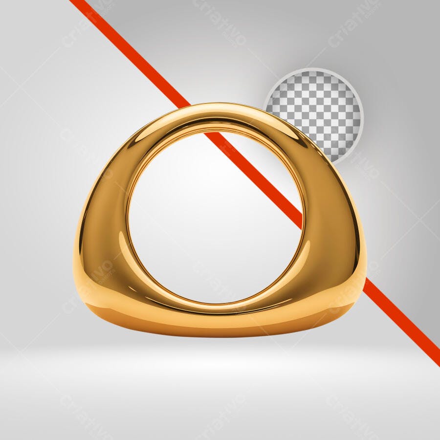 Objeto 3D Abstrato Dourado Brilhante PNG com fundo transparente
