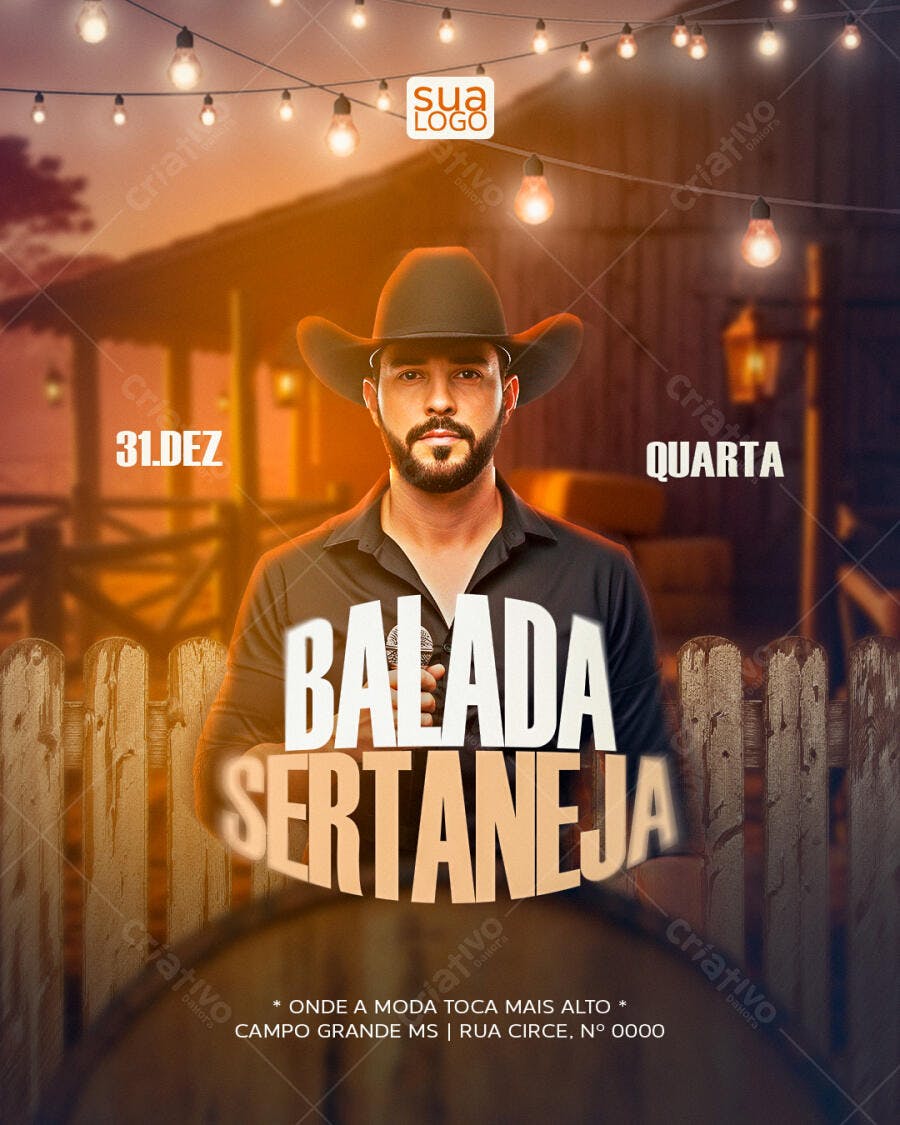 Flyer para Balada Sertaneja 31.DEZ PSD Editável