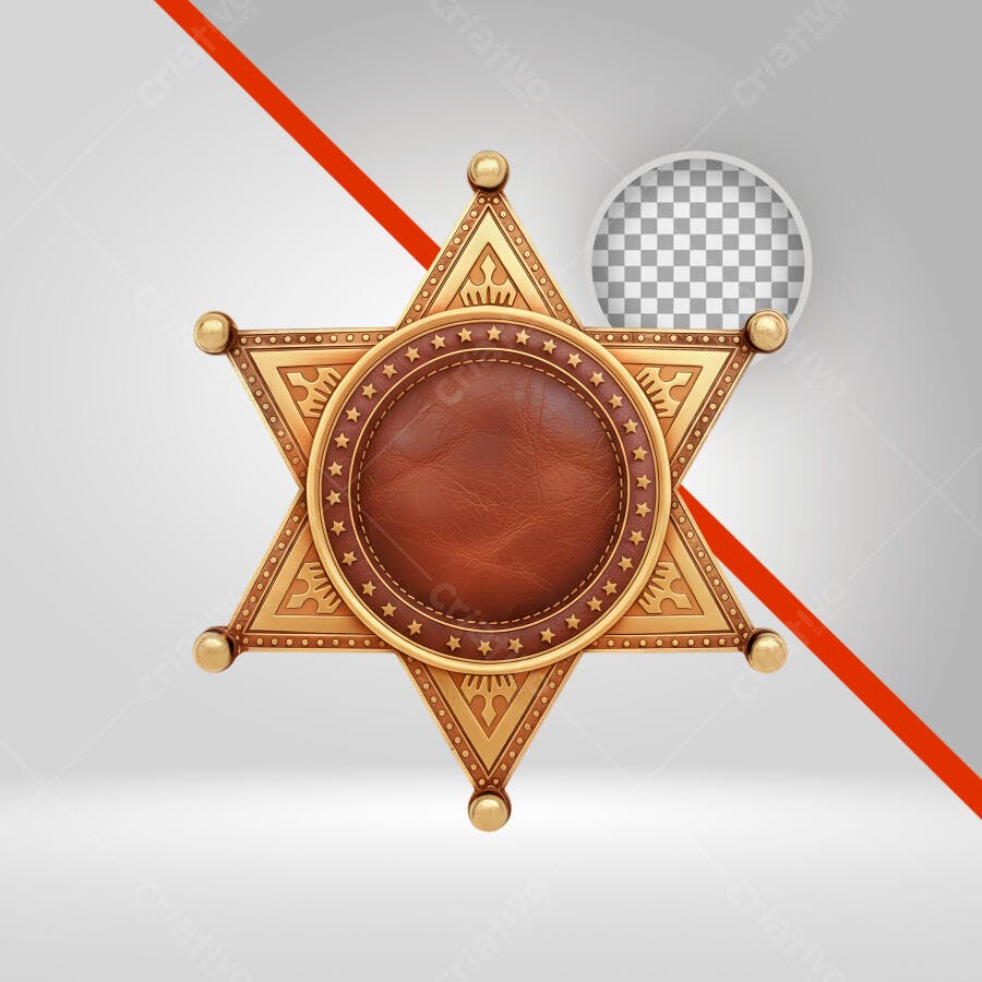 Selo de Xerife Dourado com Centro Marrom PNG com fundo transparente