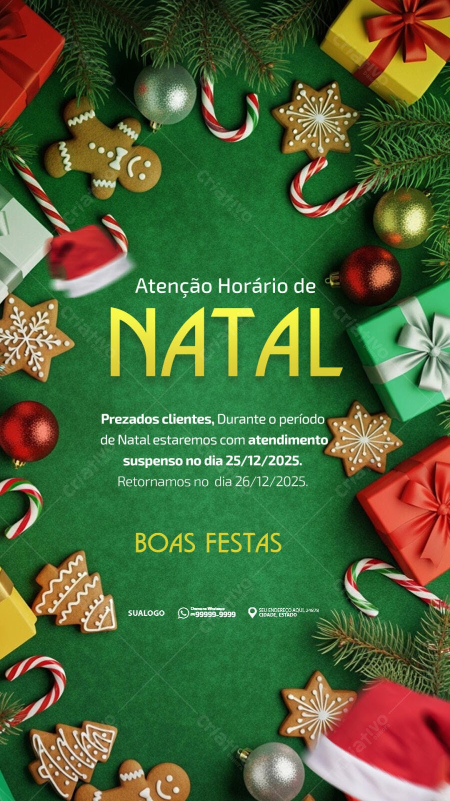 Flyer Aviso Horário de Natal PSD Editável