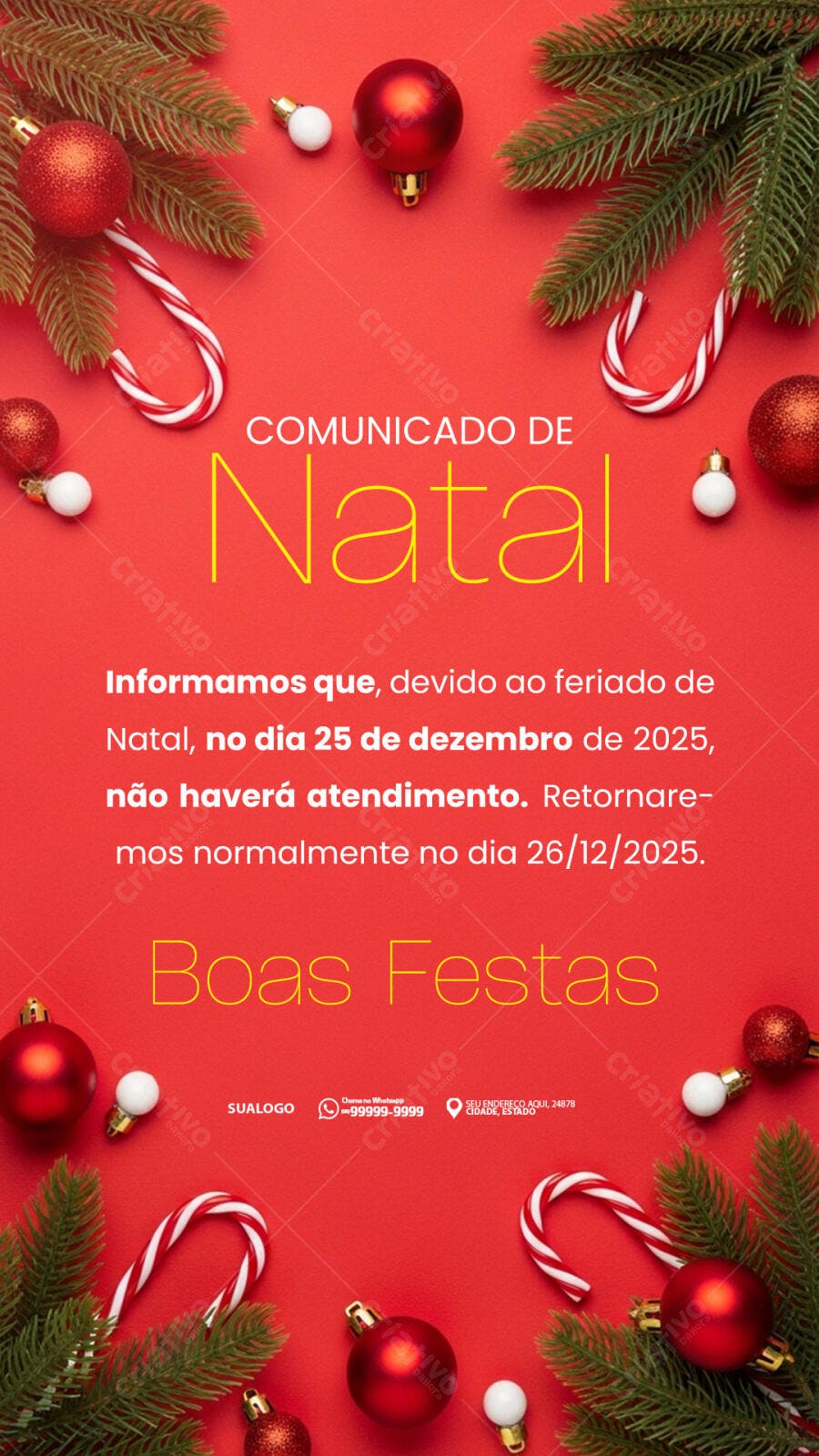 Story de Natal para Comunicado de Feriado PSD Editável