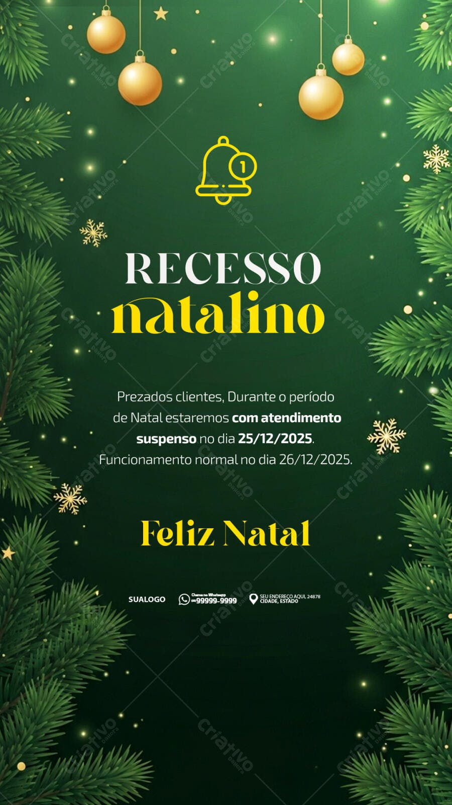 Flyer Vertical Recesso Natalino PSD Editável