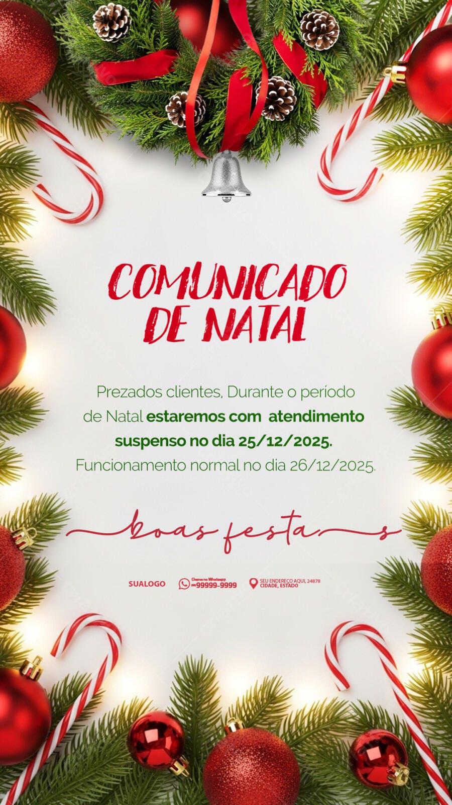 Comunicado de Natal para Redes Sociais PSD Editável