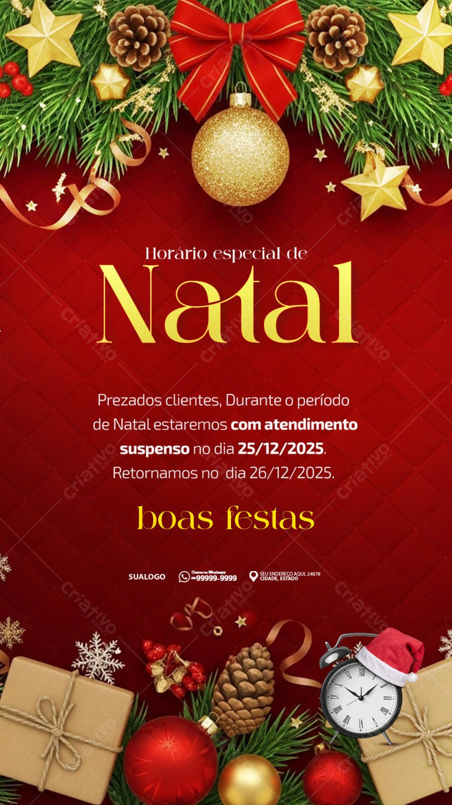 Post Horário Especial de Natal PSD Editável