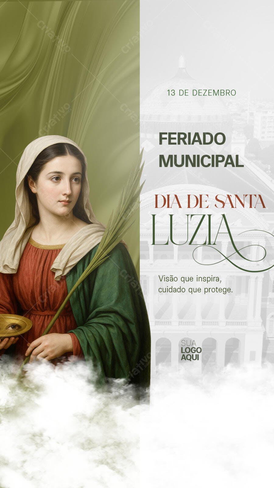 Post Dia de Santa Luzia Feriado Municipal 13 de Dezembro PSD Editável