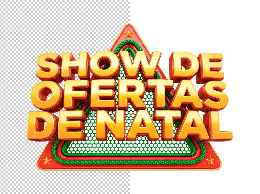 Selo 3D de promoção Natal dourado vermelho e verde metálico brilhante