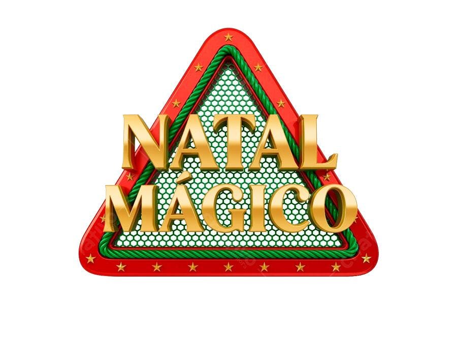Selo 3D temático Natal Mágico dourado metálico vermelho e verde
