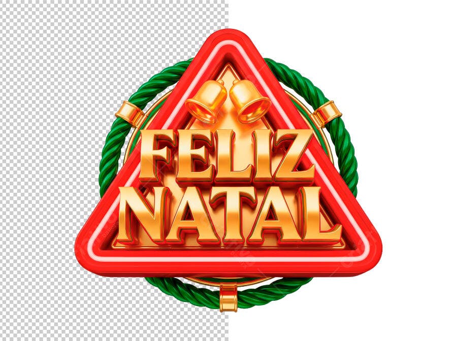 Selo 3D natalino festivo dourado vermelho verde sinos e guirlanda brilhante