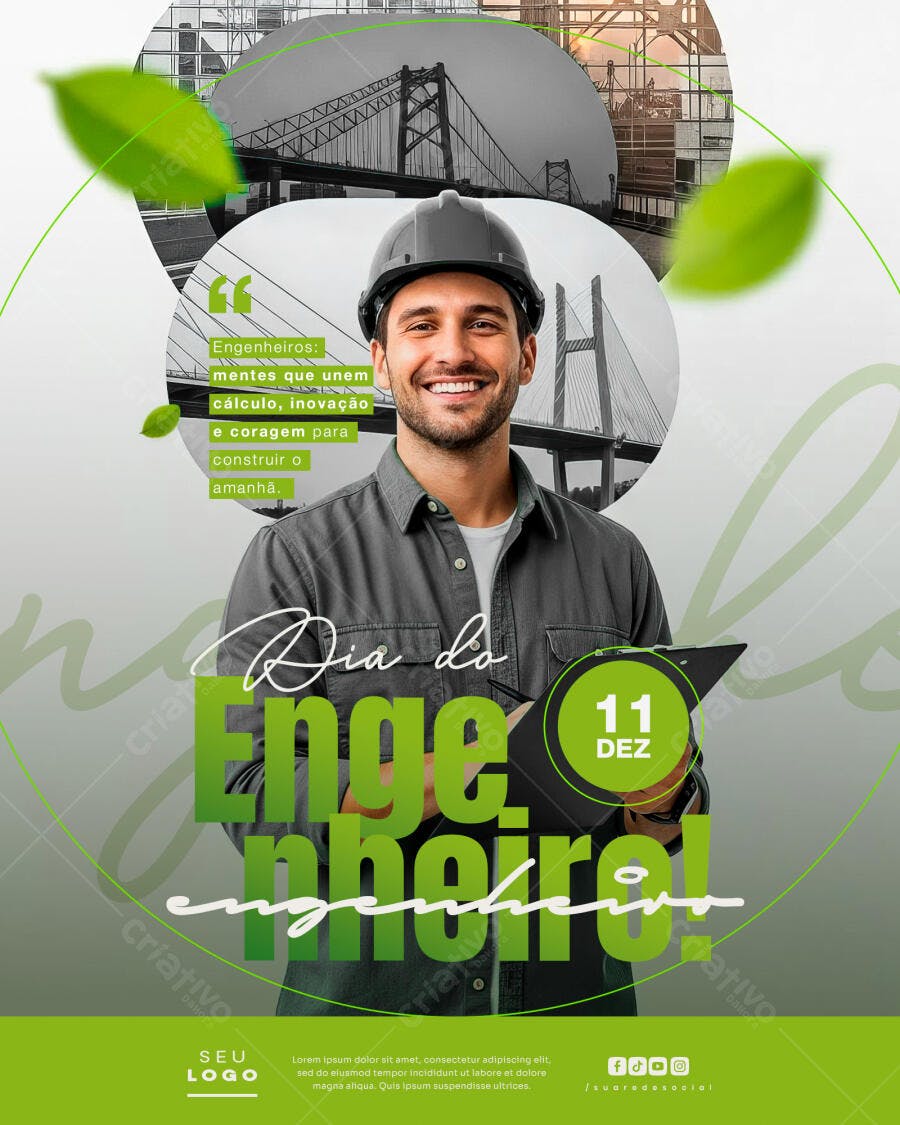 Flyer Dia do Engenheiro 11 DEZ PSD Editável