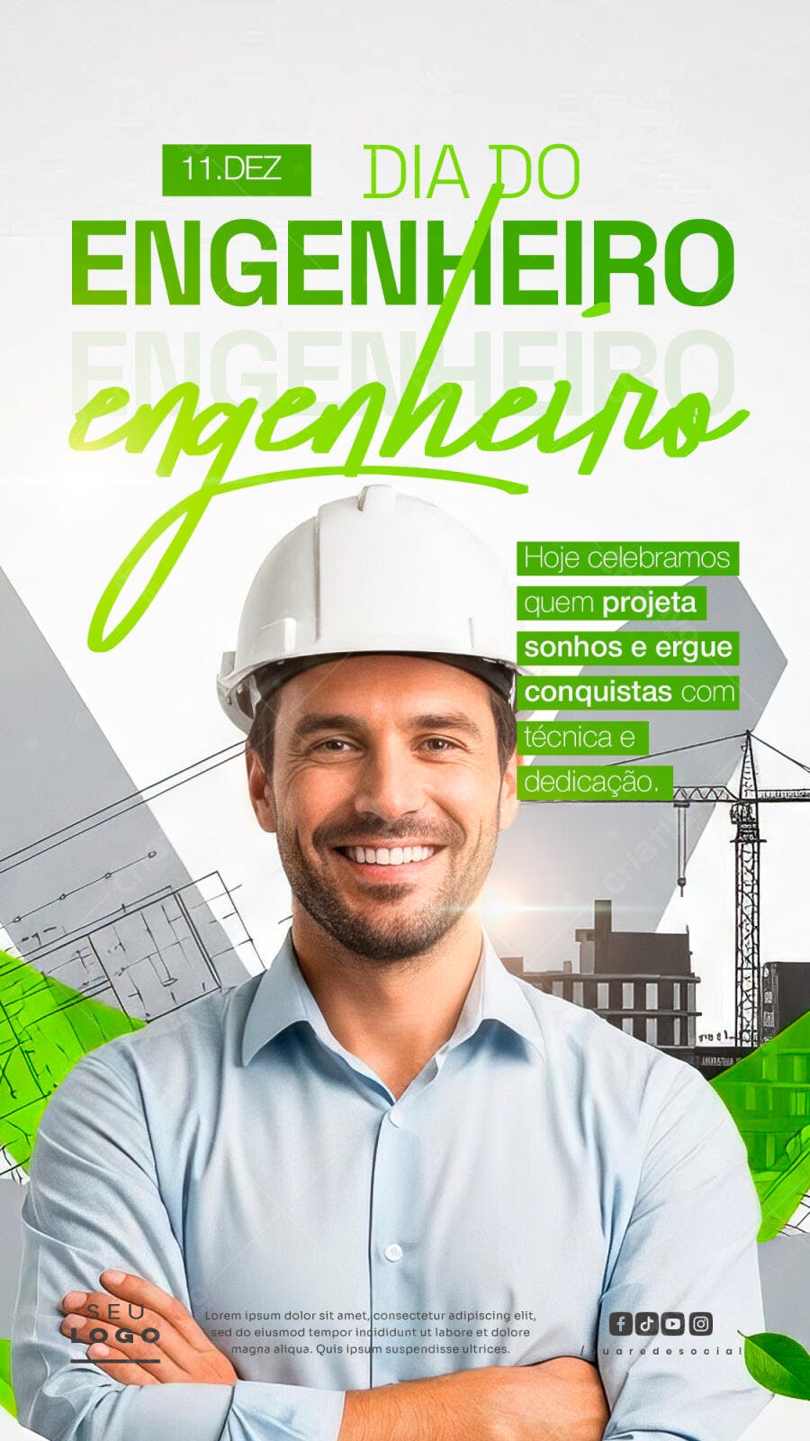 Flyer Dia do Engenheiro 11 de Dezembro PSD Editável