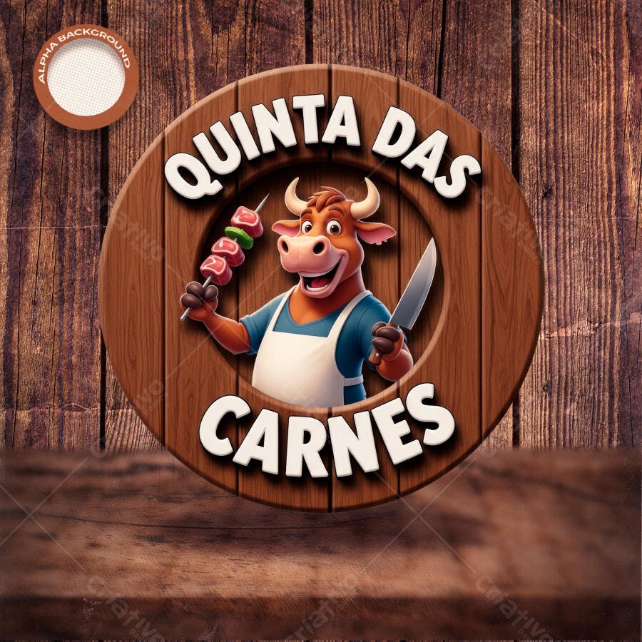 Logo Quinta das Carnes para Açougue PSD Editável