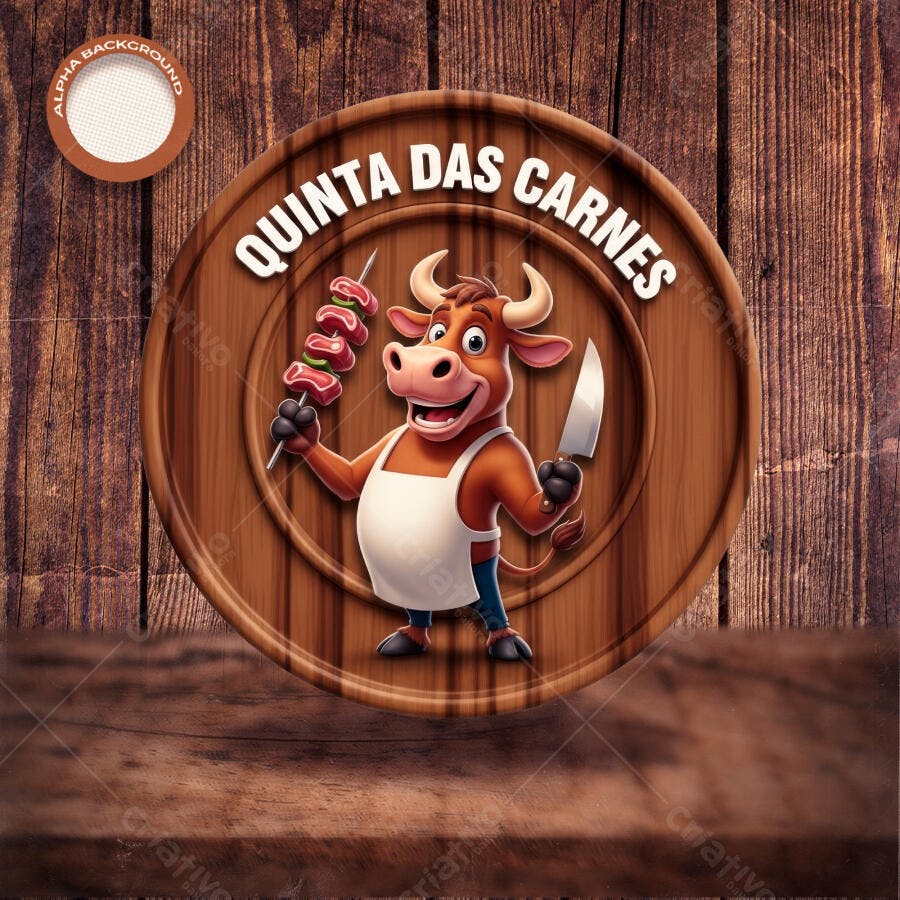 Logo para Açougue e Churrascaria Quinta das Carnes PSD Editável