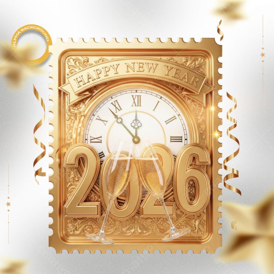 Flyer de Feliz Ano Novo 2026 PSD Editável