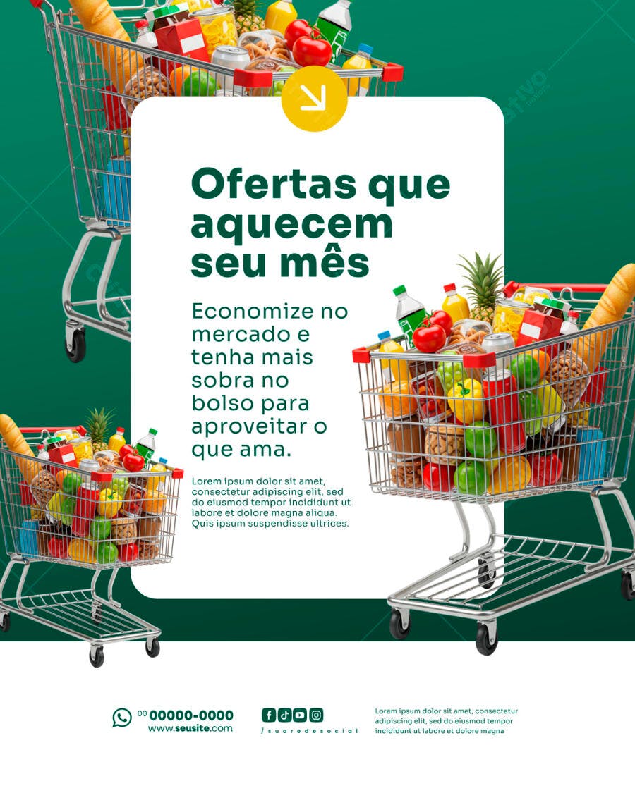 Flyer de Supermercado Ofertas do Mês PSD Editável