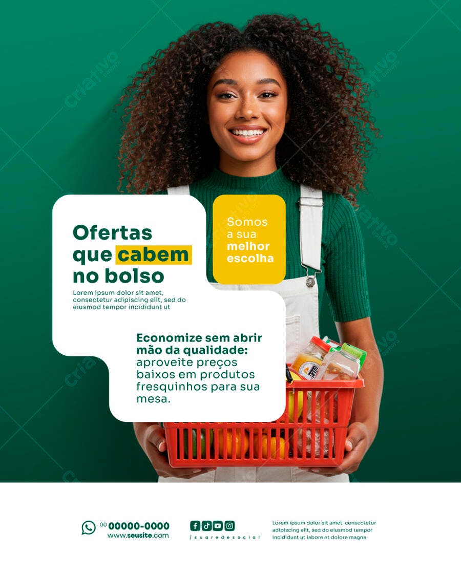 Post para Redes Sociais Ofertas que Cabem no Bolso PSD Editável