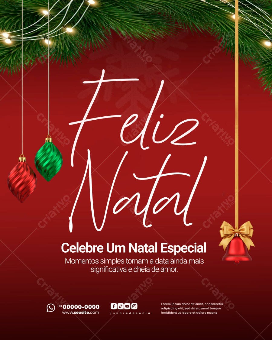 Post para Redes Sociais de Feliz Natal PSD Editável
