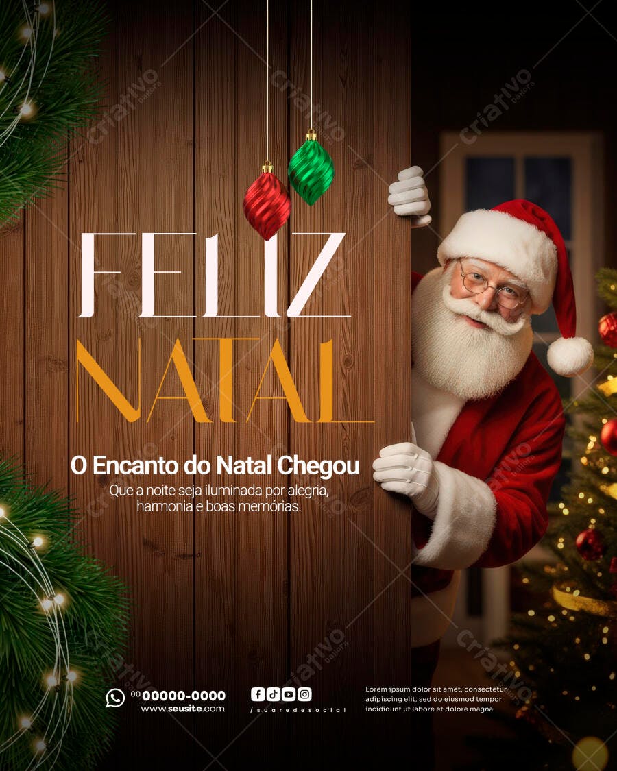 Flyer de Natal com Papai Noel Sorridente PSD Editável