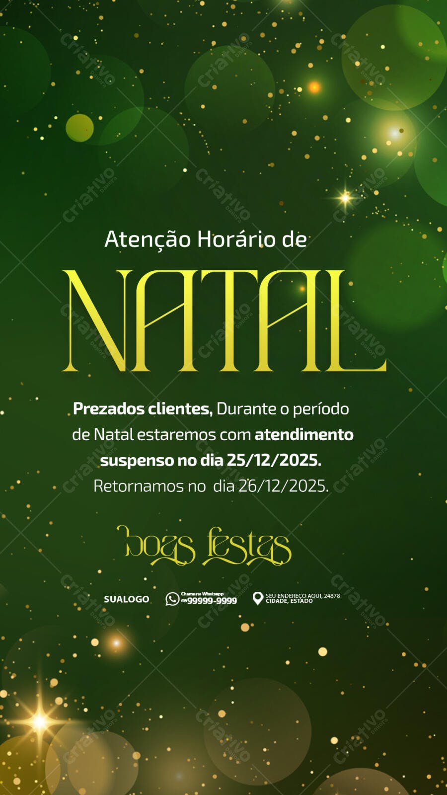 Story para Horário de Natal PSD Editável