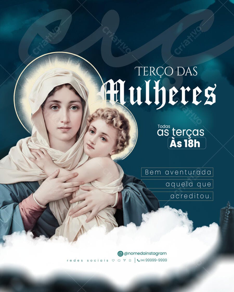 Flyer Terço das Mulheres com Nossa Senhora PSD Editável