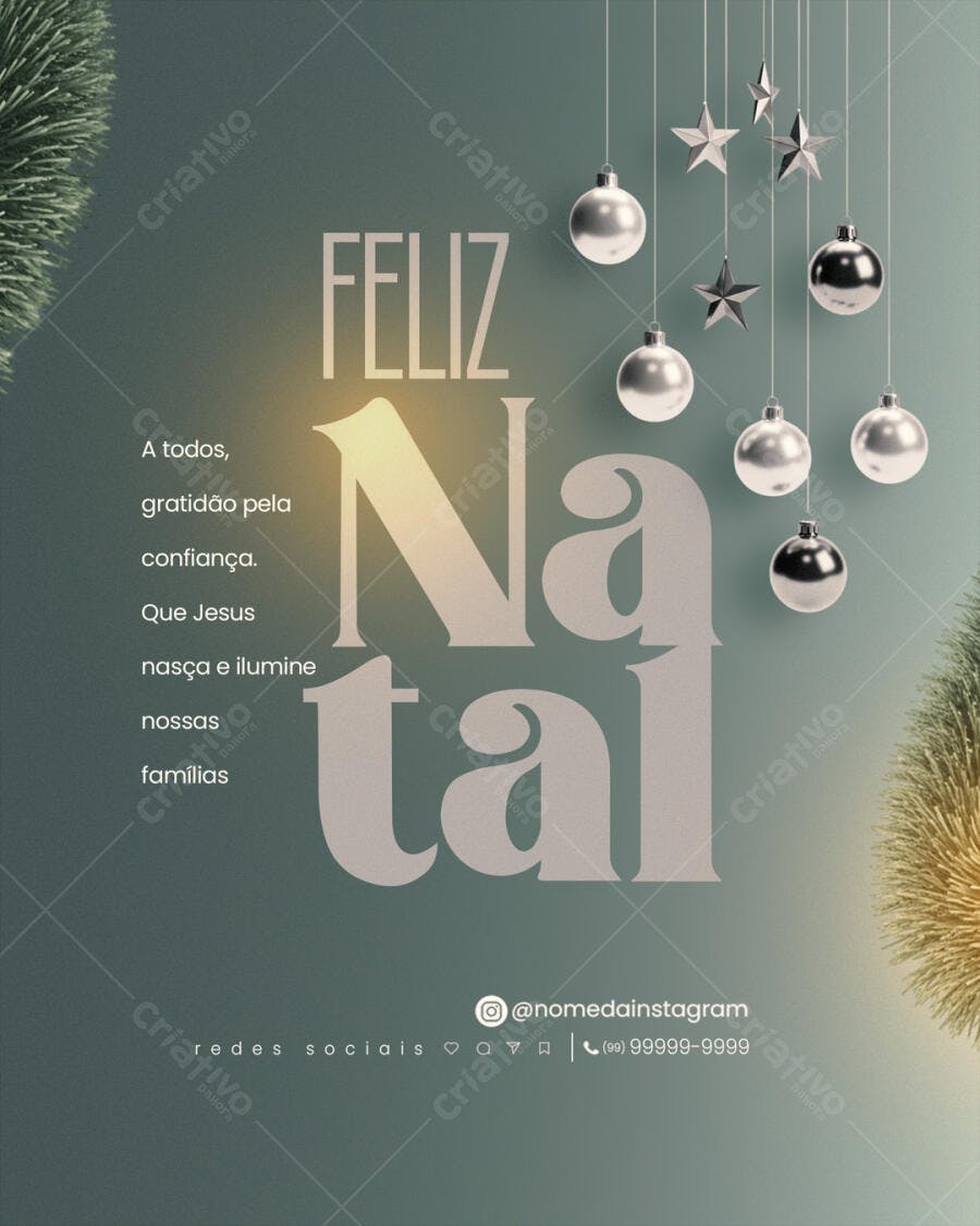 Post de Redes Sociais para Natal e Agradecimento PSD Editável