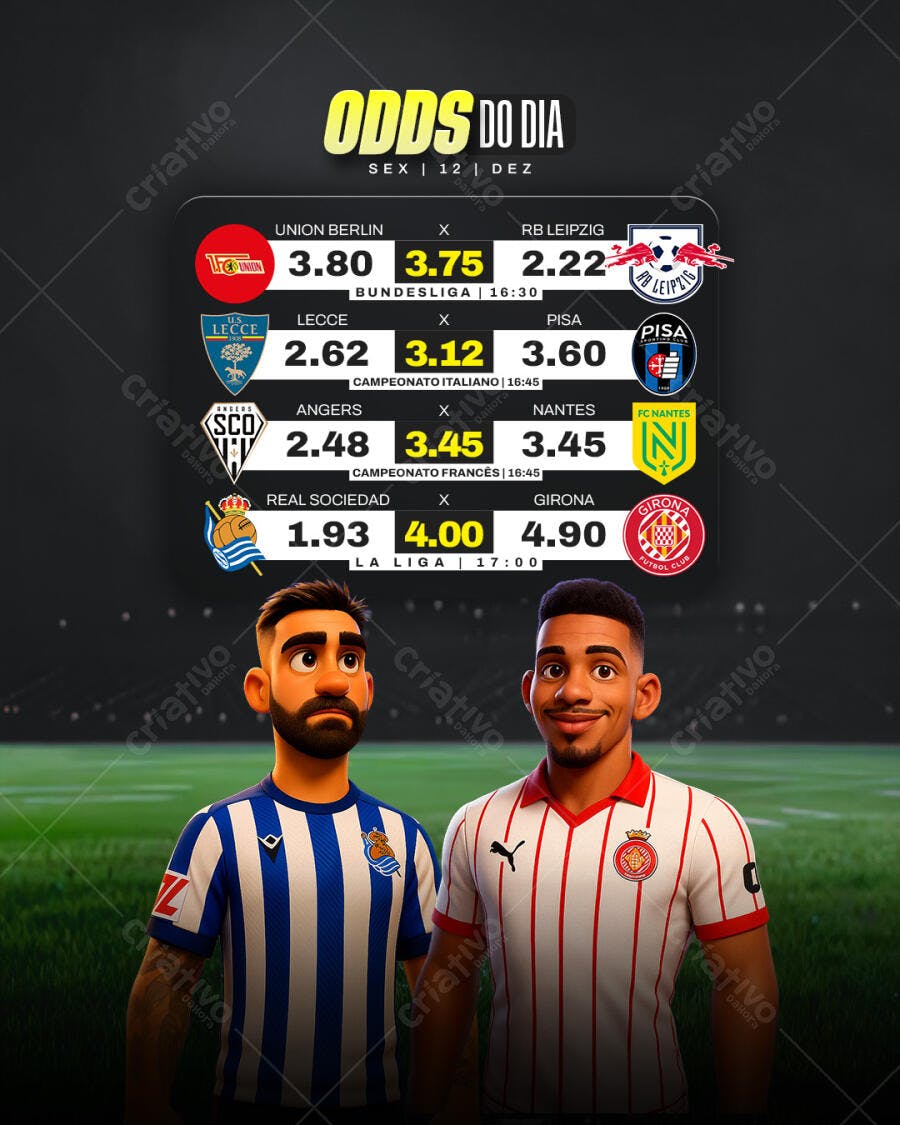 Flyer para Odds do Dia Futebol Europeu Masculino PSD Editável