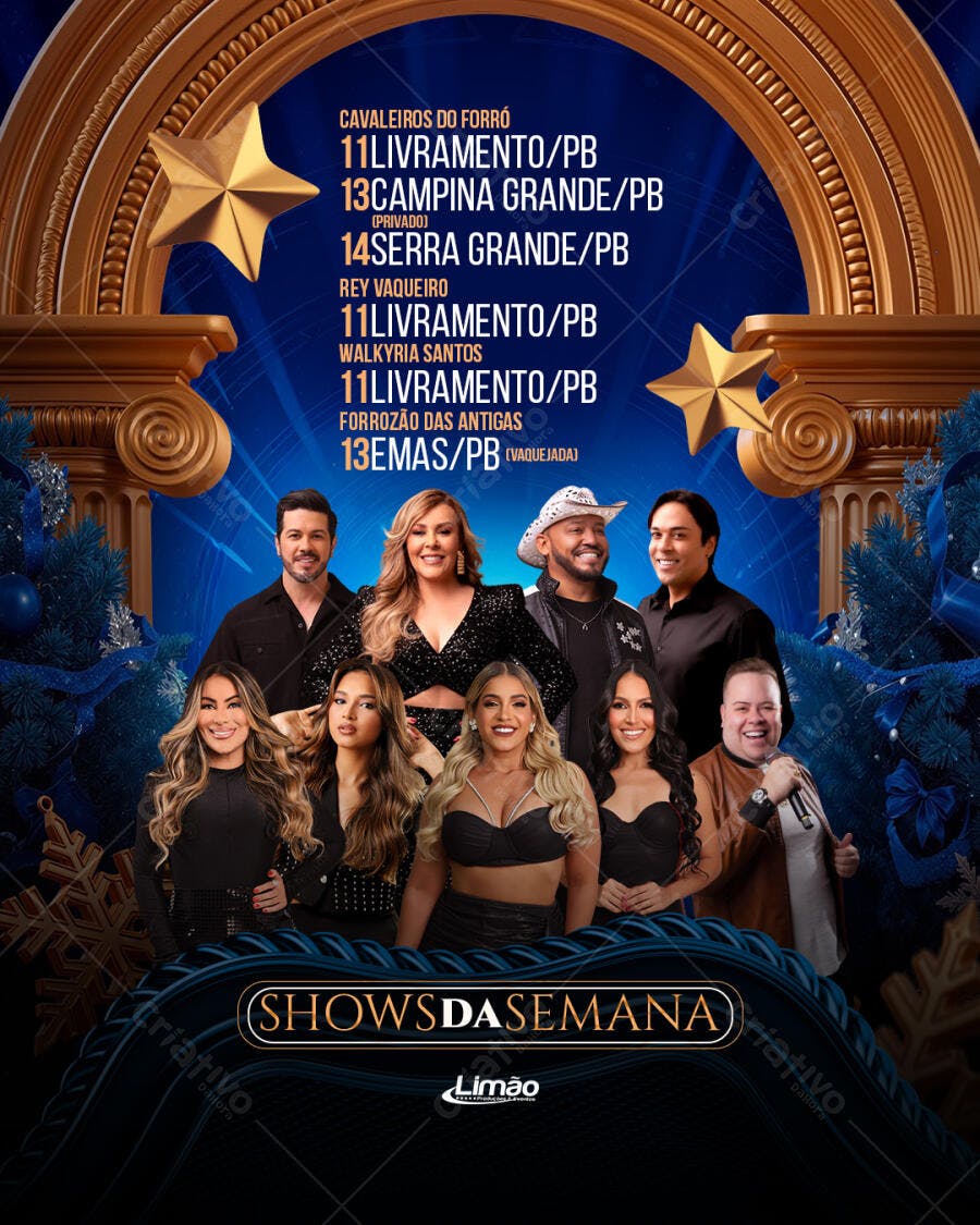 Flyer Shows da Semana Forró Natalino com Artistas PSD Editável