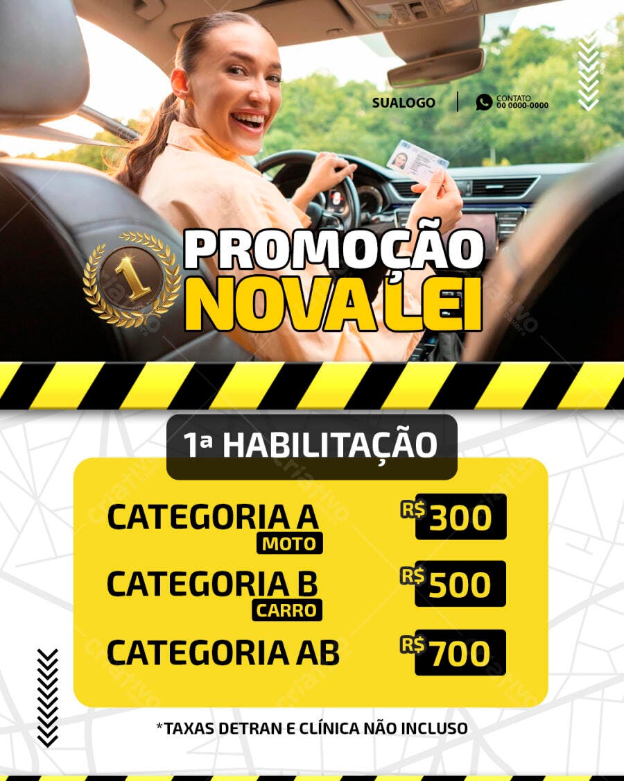 Flyer Autoescola 1a Habilitação Promoção Nova Lei PSD Editável