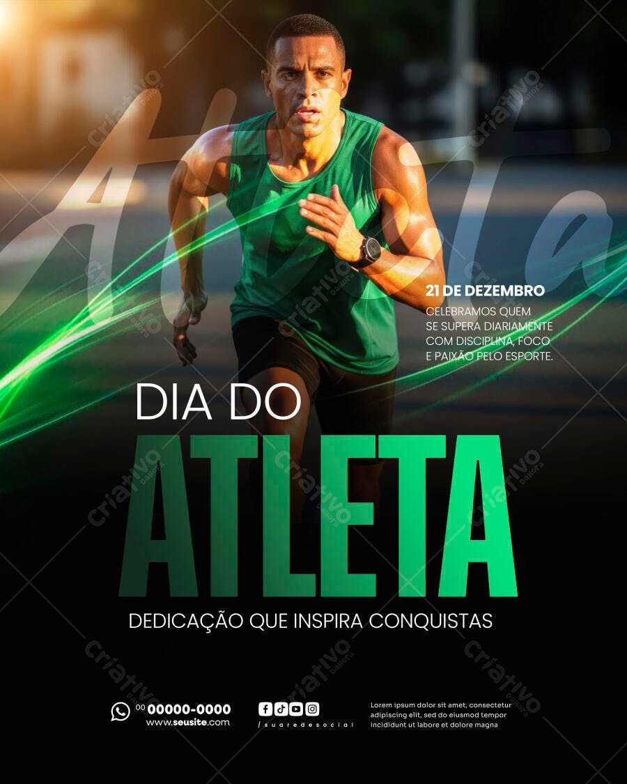 Flyer Dia do Atleta Corredor PSD Editável