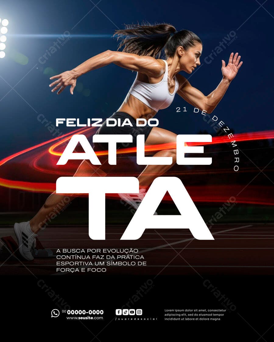 Flyer Dia do Atleta 21 de Dezembro PSD Editável