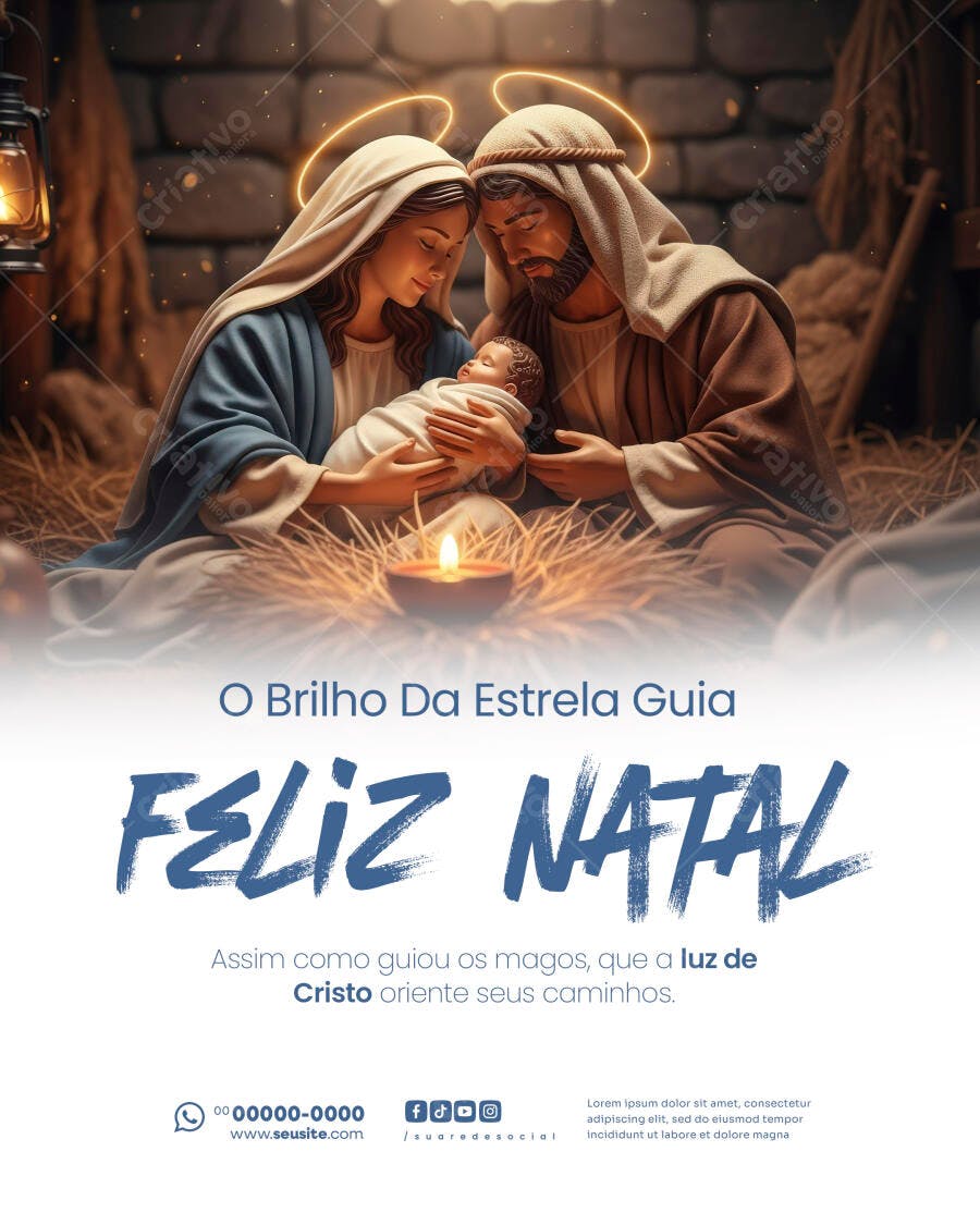 Flyer Feliz Natal com Presépio PSD Editável
