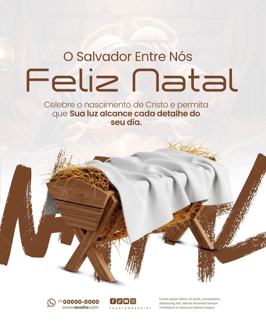 Flyer Feliz Natal O Salvador Entre Nós PSD Editável