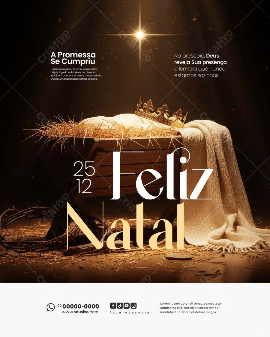Flyer de Natal com Manjedoura e Estrela Dourada PSD Editável