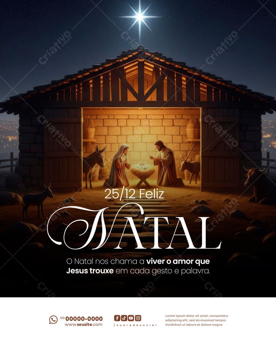 Flyer para Natal Manjedoura e Estrela de Belém PSD Editável