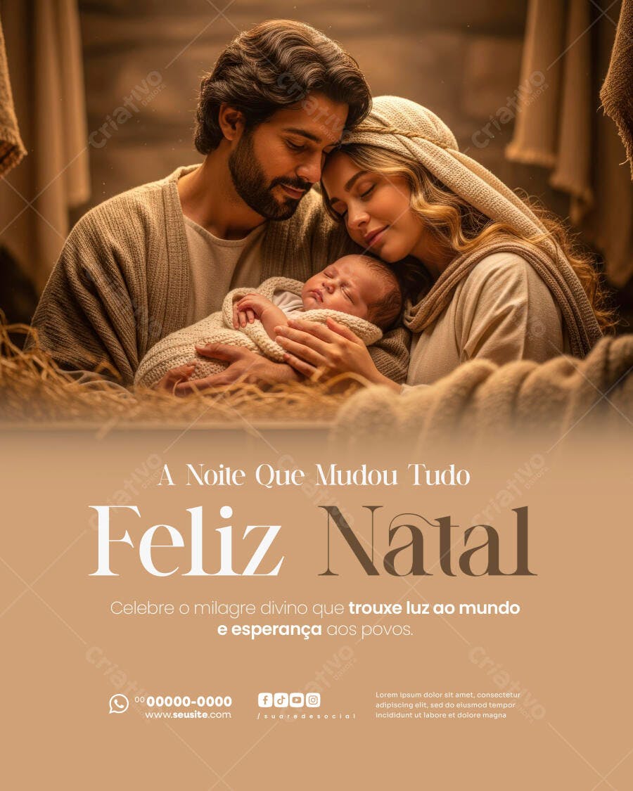 Post para Redes Sociais de Natal Sagrada Família PSD Editável