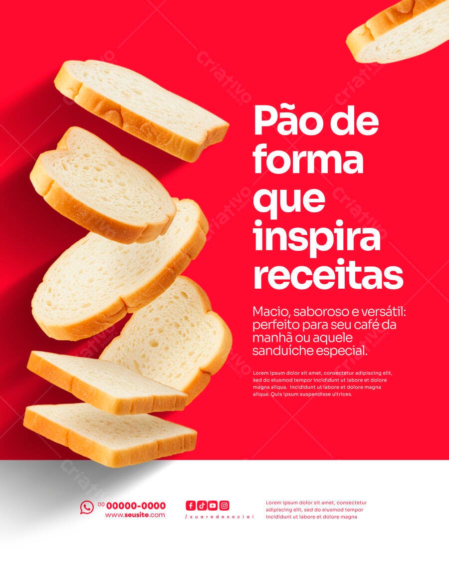Flyer para Pão de Forma Macio e Versátil PSD Editável