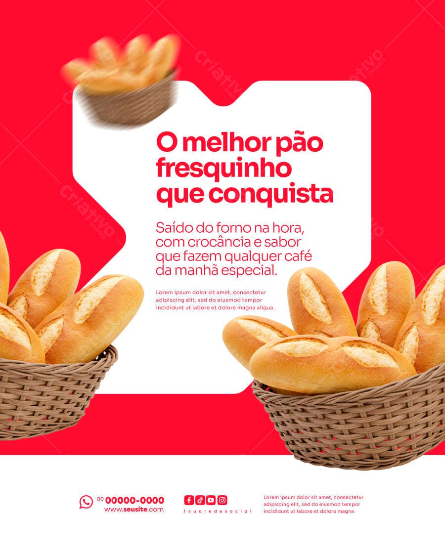 Flyer Pão Fresquinho O Melhor que Conquista PSD Editável