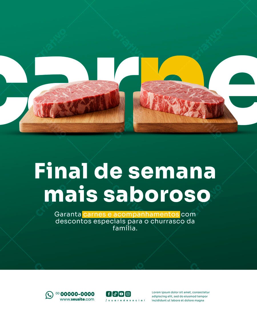 Flyer de Carnes para Churrasco da Família PSD Editável