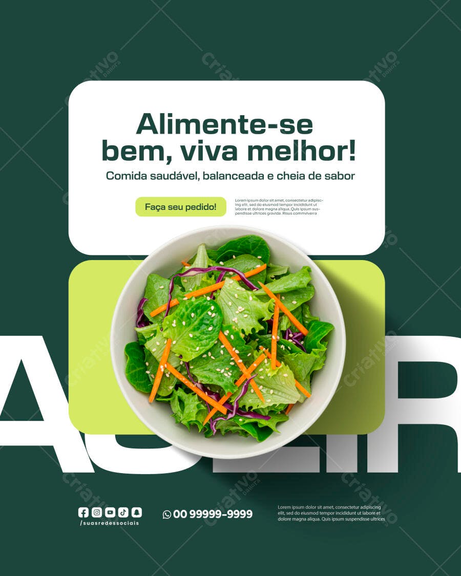 Flyer para Comida Saudável Equilibrada PSD Editável
