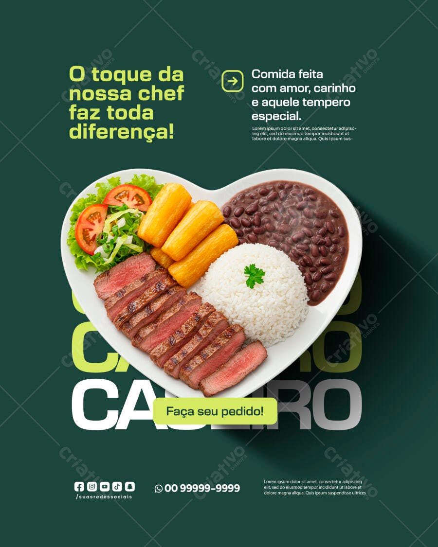Flyer de Prato Feito Completo para Restaurante PSD Editável
