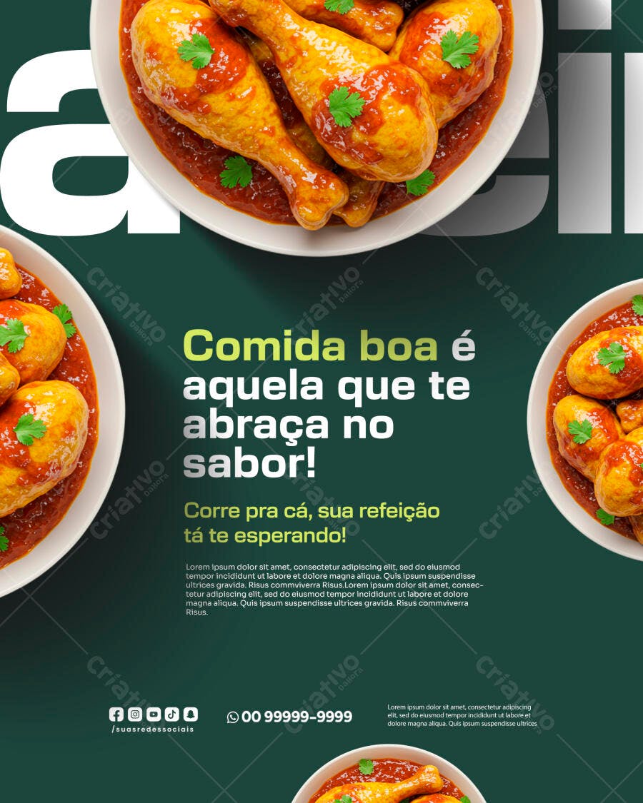 Flyer de Coxa de Frango com Molho para Restaurante PSD Editável