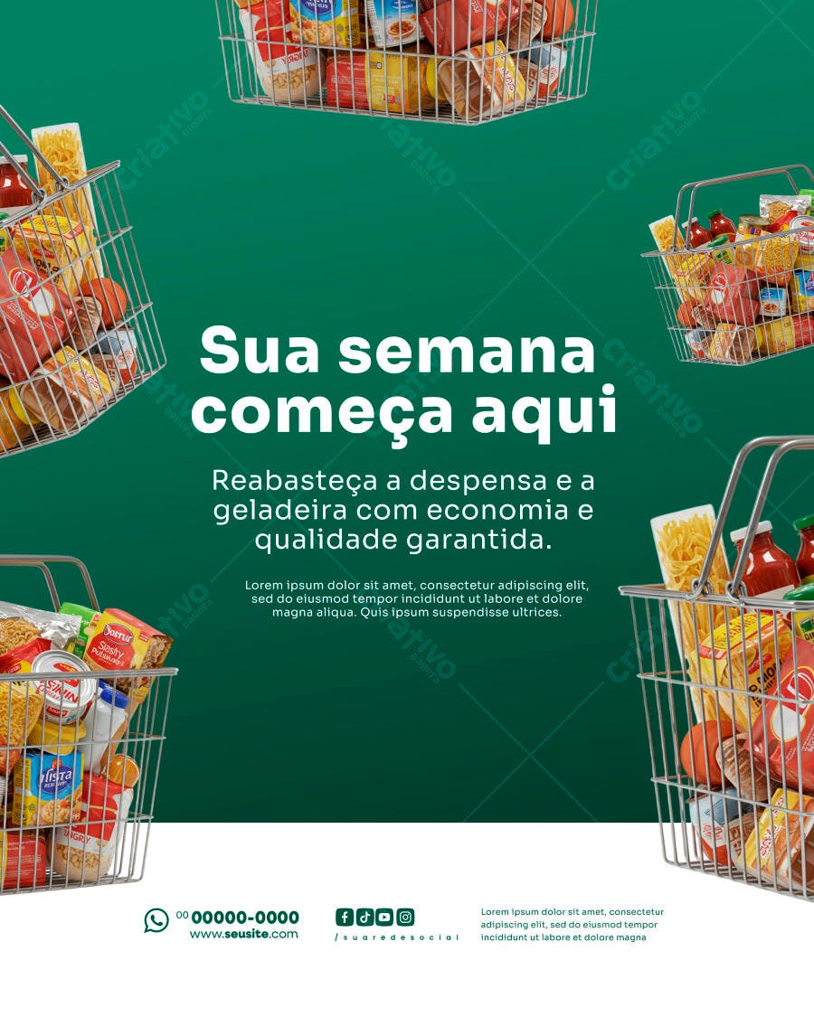 Flyer Supermercado Sua Semana Começa Aqui PSD Editável