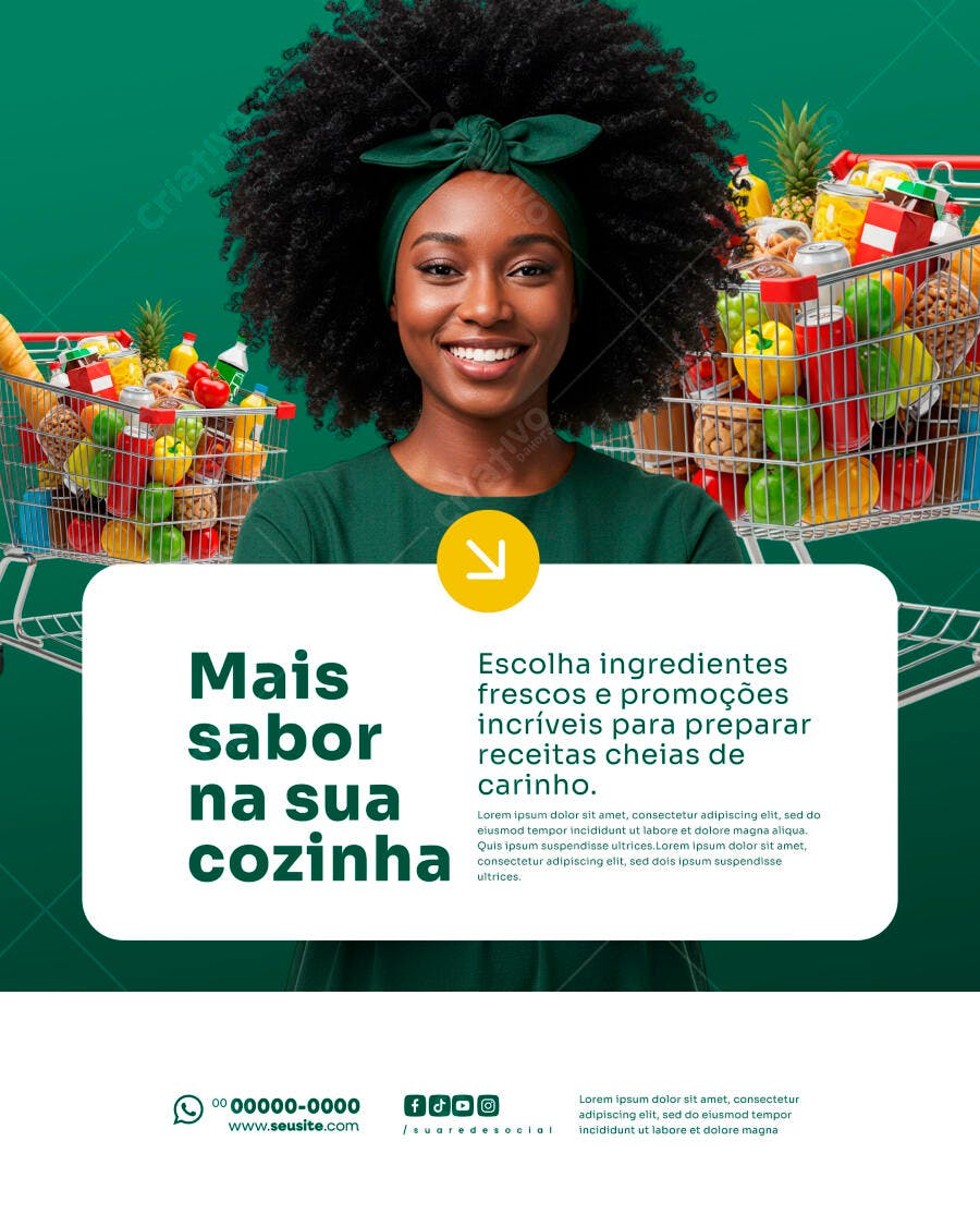 Flyer Mercearia Mais Sabor na Cozinha PSD Editável