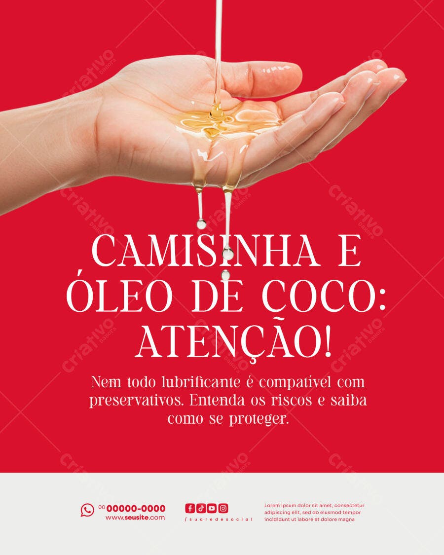 Flyer Conscientização Óleo de Coco e Preservativo PSD Editável