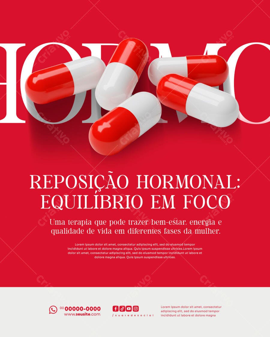 Flyer Saúde para Reposição Hormonal PSD Editável
