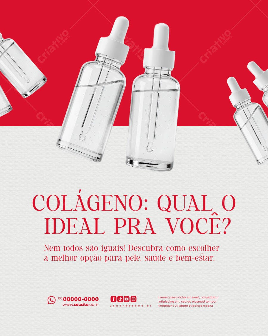 Post para Redes Sociais Colágeno Qual o Ideal Pra Você PSD Editável