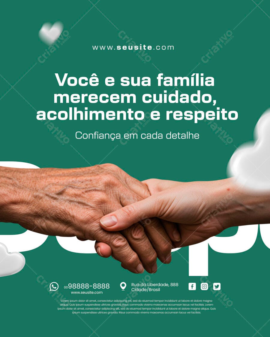 Flyer para Cuidado e Acolhimento Familiar PSD Editável