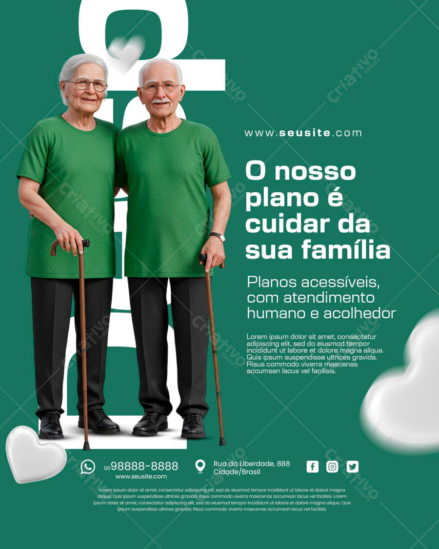 Flyer para Cuidado da Família e Idosos PSD Editável