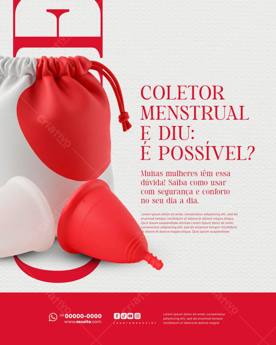 Flyer Informativo Coletor Menstrual e DIU Psd Editável