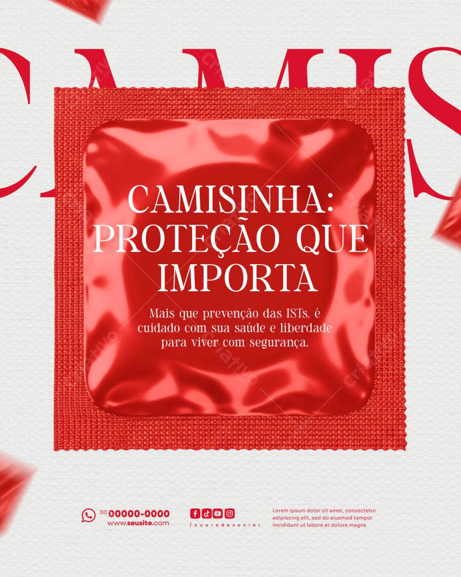 Post para Redes Sociais Camisinha Proteção que Importa PSD Editável