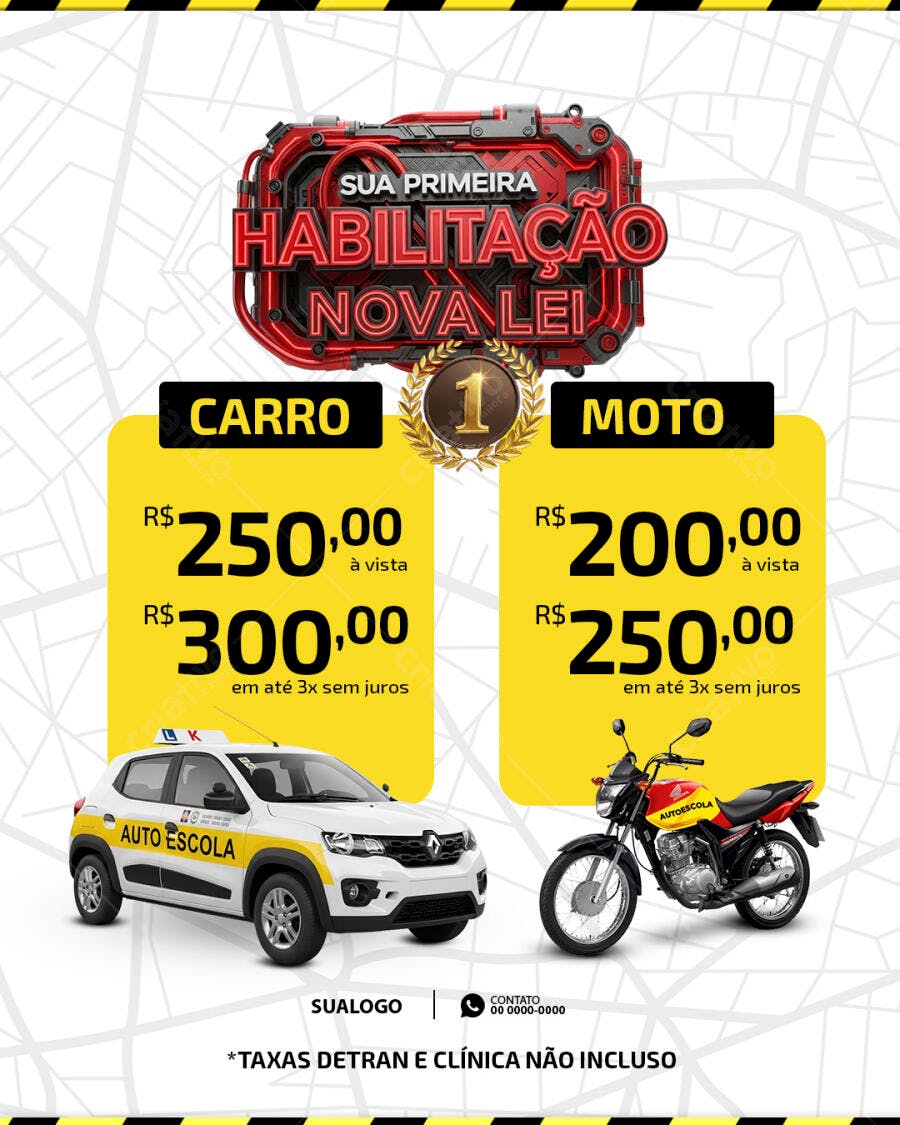 Flyer Auto Escola Habilitação Nova Lei PSD Editável